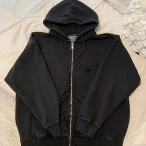 Brandy Melville Oversized Black Zip-up Sweater